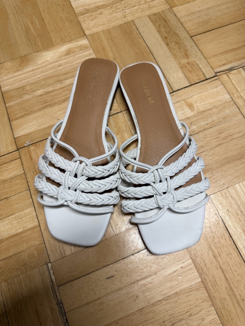 White Braided Slide Sandals